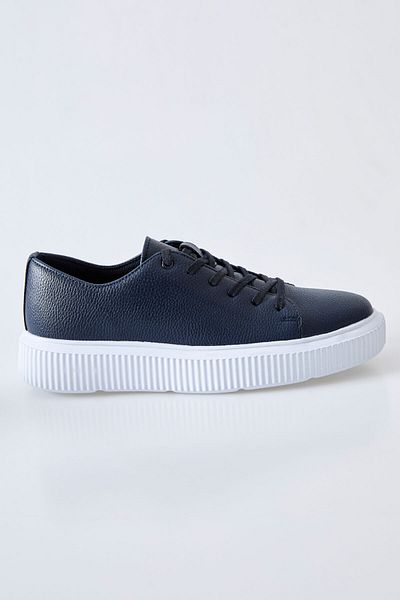 TOMMY LIFE Men's Sneakers - Navy Blue, Lace-up and Perforated Artificial Leather - 89129
