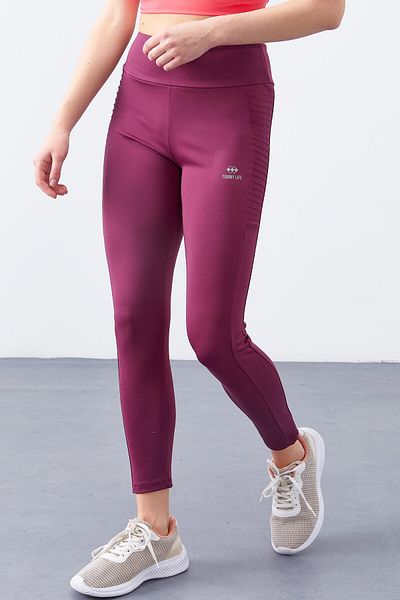 TOMMY LIFE Claret Red ψηλόμεσο κολάν Slim Fit Skinny Leg για γυναίκες - 94568