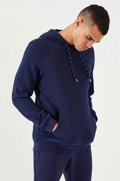 TOMMY LIFE Ανδρικό φούτερ Indigo Kangaroo Pocket Standard Fit Hooded - 87872