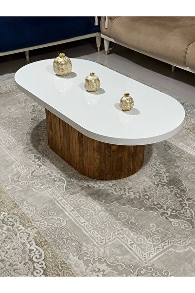 OlcayAksesuar Oval Model 120x60 cm Kahverengi Ayak Kalın Kenarlı Orta Sehpa A...