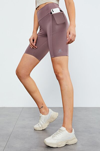 TOMMY LIFE High Waist and Pocket Dusty Rose Recovery Women's Biker Leggings - 91010