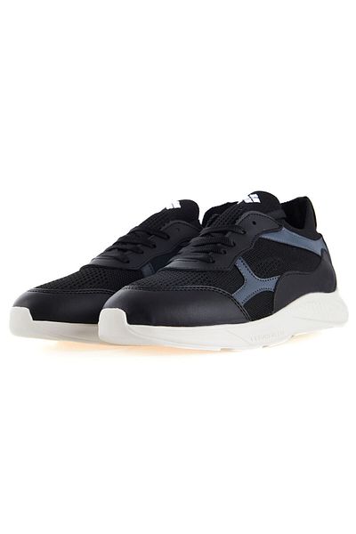 TOMMY LIFE Black - White High-Sole Lace-Up Sports Shoes with Mesh Detail - 89208