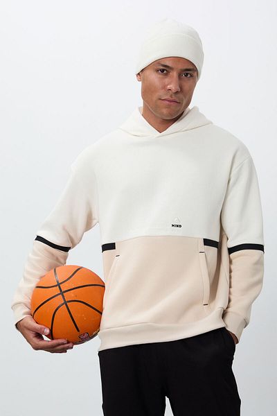 TOMMY LIFE Ανδρικό φούτερ από εκρού βαμβακερό χοντρό τρίχωμα με απαλή υφή Comfort Fit κεντημένο - 88417