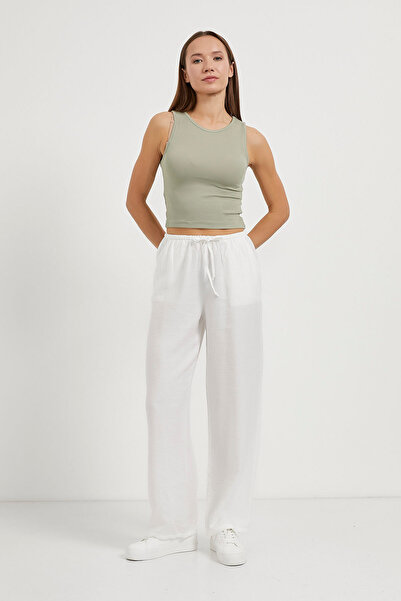 Arma Life Women's Green Basic Camisole Ribbed Stretchy Tank Top