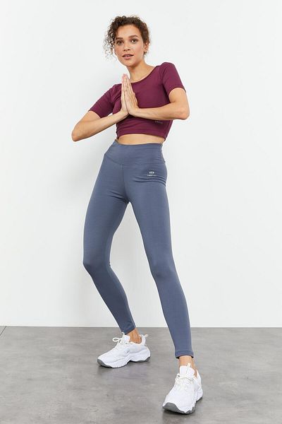 TOMMY LIFE Jambiere de damă Petrol cu talie înaltă, slim fit, cu picioare slabe - 94011