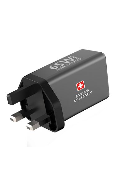 Swiss Military 65W GaN II 3-Port Fast Charger | 2 USB-C PD & 1 USB-A | 60W Braided Cable|Universal Use|5Yr Warranty
