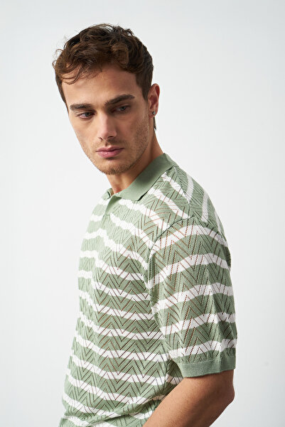 Mesfeno Ανδρικό μπλουζάκι με ριγέ κανονική εφαρμογή, λεπτό πλεκτό