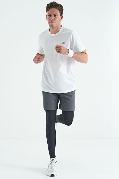 TOMMY LIFE Μαύρο τύπωμα πίσω αστράγαλο Λεπτομερές ψηλόμεσο ανδρικό κολάν Active Sports Slim Fit - 84988