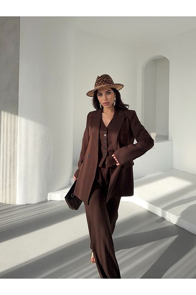 MYGİYİMİSTANBUL jacket vest palazzo pants 3-piece suit
