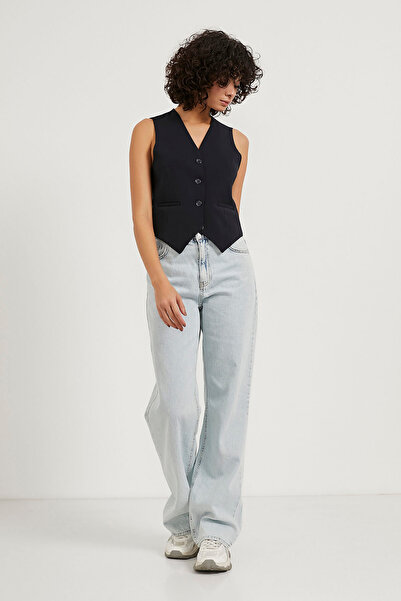 Arma Life Kadın Düğmeli Askılı Basic Kısa Laci Crop Yelek