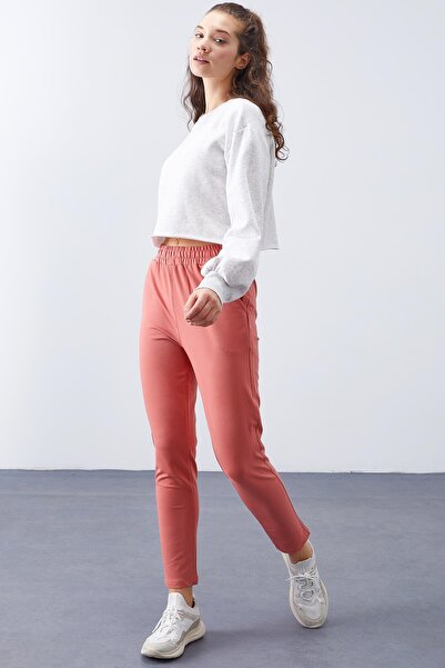 TOMMY LIFE Πούδρα ψηλόμεσο Jogger Comfortable Form Skinny Leg γυναικεία φόρμα αθλητικής φόρμας - 94566