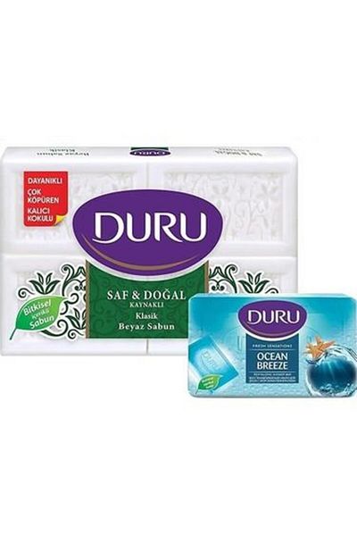 Duru Pure and Natural Source White Soap Classic 4 X 150 g = 600 g Shower Soap Ocean Freshness 150 g