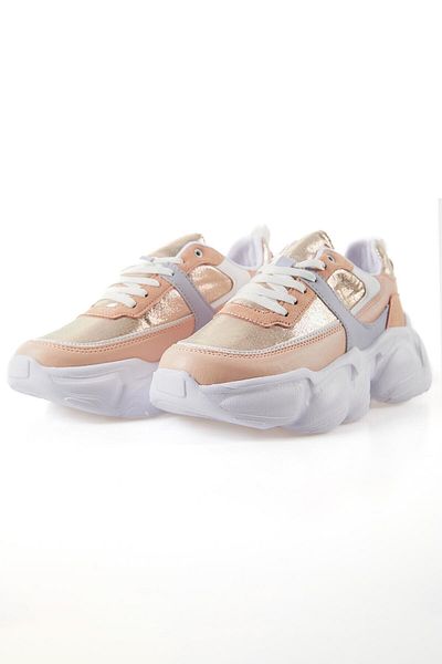 TOMMY LIFE Powder High Sole Lace Up Color Gradient Dámské sportovní boty z umělé kůže - 89206