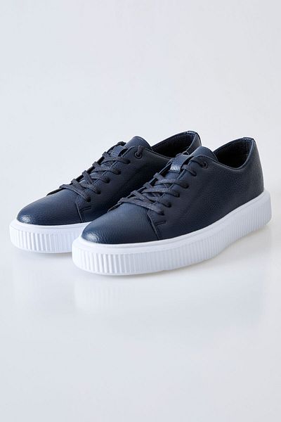 TOMMY LIFE Men's Sneakers - Navy Blue, Lace-up and Perforated Artificial Leather - 89129