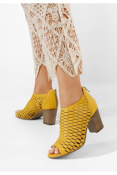 B T Shoes Zarata yellow genuine leather sandals