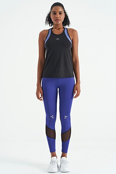TOMMY LIFE Black Back Color Detailed Logo Printed Standard Mold Women's Sports Undershirt - 97257