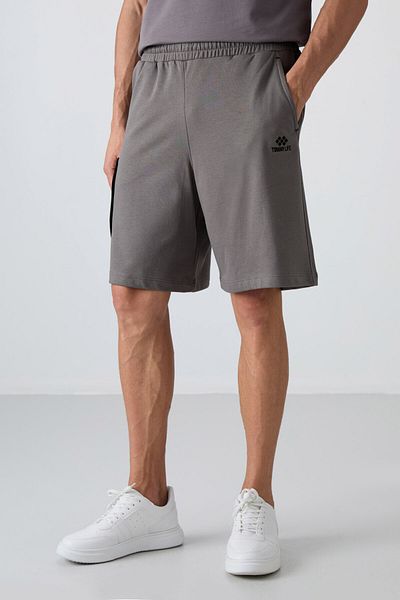 TOMMY LIFE Dark Gray Cotton Thick Soft Textured Comfort Fit Printed Men's Shorts - 81266