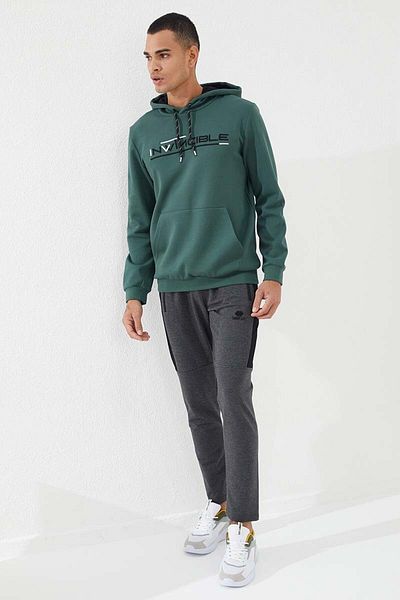 TOMMY LIFE Ανδρικό φούτερ Green Kangaroo Pocket Standard Fit Hooded - 87883