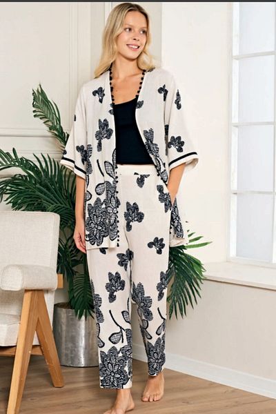 Feyza Pijama Feyza Luxury 3-Piece Women's Pajama Set with Dressing Gown