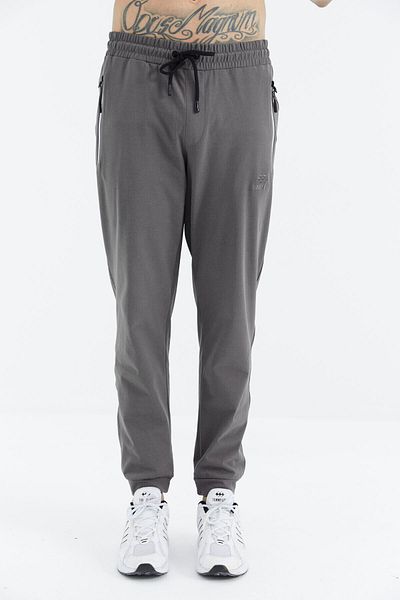 TOMMY LIFE Dark Gray Lace-up Pocket Detailed Comfortable Fit Men's Tracksuit Bottom - 84995