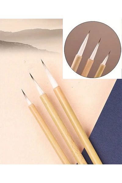 Sanathobi Set Brushes for Editing 3 Pcs., 1-2-3 Number 1. Quality-China, Ceramics, Gilding, Miniature, Painting, Line