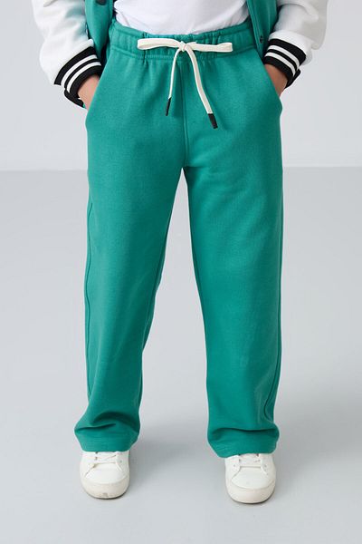 TOMMY LIFE Sea Green Embroidered Girls' Sweatpants - Βαμβακερό και Υψηλής Υφής, Τριχωτό Εσωτερικό - 75146