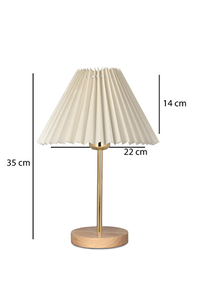 HOMİNG Homing Lotus Gold Wooden Base Lampshade Cream