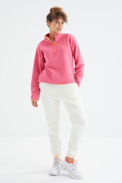 TOMMY LIFE Ecru High Waist Raised 3 Thread Cotton Basic γυναικεία φόρμα αθλητικής φόρμας - 94624