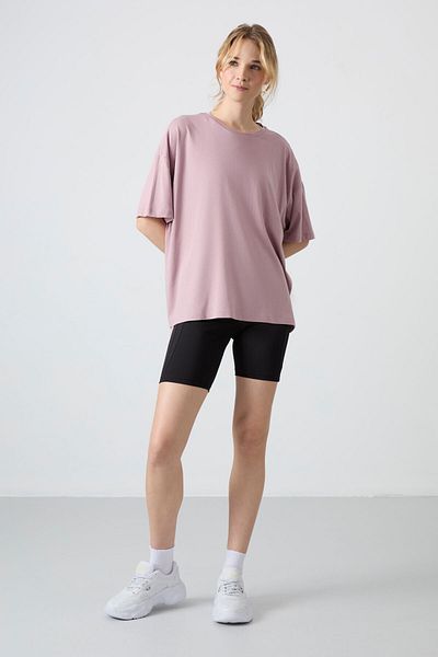 TOMMY LIFE Soft Buttoned Dried Rose Oversize Women's T-Shirt - 97285