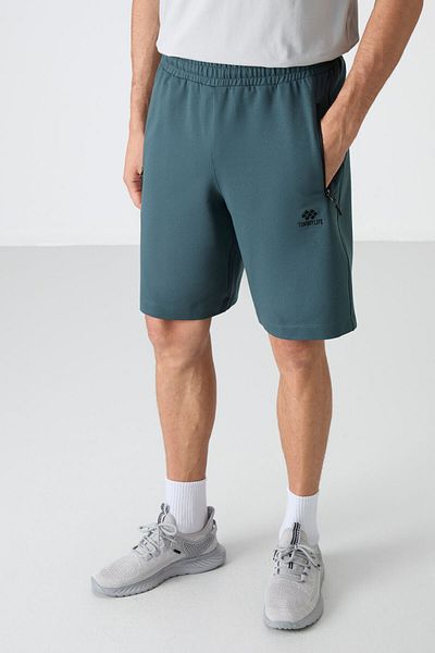 TOMMY LIFE Ανδρικό σορτς Forest Green με κρυφό φερμουάρ πίσω τσέπη Lace Up Standard Fit - 81136