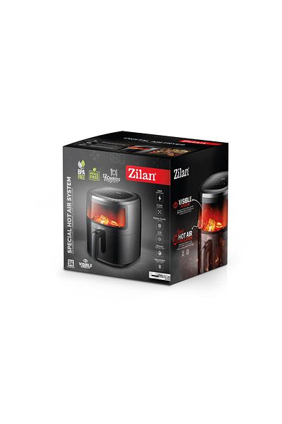 Zilan Friteuza Zilan ZLN9983 tip air fryer, 1500W, capacitate 5L, temperatura maxima 200 grade, Negru
