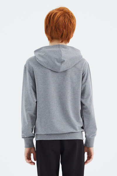 TOMMY LIFE Gray Melange Hooded Boy's Sweatshirt - 11177