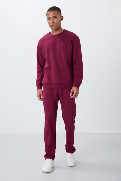 TOMMY LIFE Ανδρική φόρμα αθλητικής φόρμας Redbud Compact Cotton Thick Smooth Textured O Neck Comfort Fit -85263