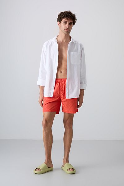 TOMMY LIFE Ανδρικό μαγιό πορτοκαλί Quick Dry Standard Fit - 81237