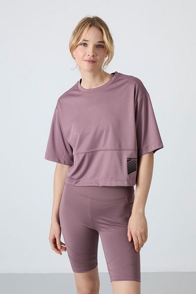 TOMMY LIFE Dusty Rose Breathable Textured Thin Stretchy Oversize Fit Performance Women's T-Shirt - 97284