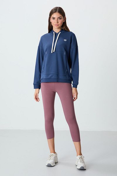 TOMMY LIFE Leggings Capri pentru femei Dusty Rose, cu talie înaltă, slim fit - 93097