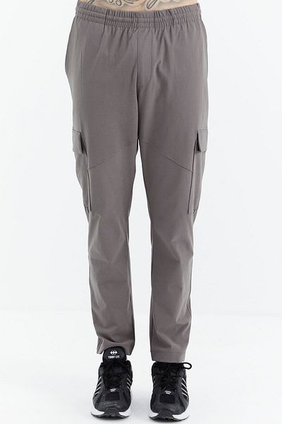 TOMMY LIFE Dark Gray Lace-Up Pocket Detailed Comfortable Fit Men's Tracksuit Bottom - 84998