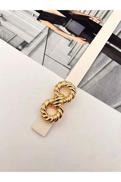 MODAM HİFA Twisted Gold Buckle Women's Belt Trouser Belt Dress Belt Shirt Belt Coat Belt