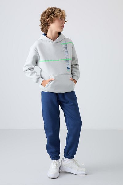 TOMMY LIFE بنطال رياضي للأولاد مطبوع عليه برلمان - مصنوع من القطن والشعر السميك والملمس الناعم - مقاس قياسي - 112