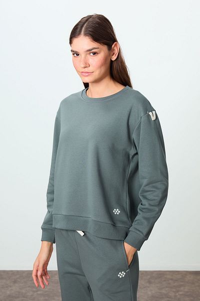 TOMMY LIFE Σετ φόρμας βαμβακερής φόρμας Khaki Color O Neck Oversize - 95341