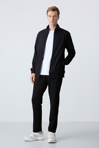 TOMMY LIFE Set de trening pentru bărbați - bumbac negru, moale gros, potrivire confortabilă - 85260