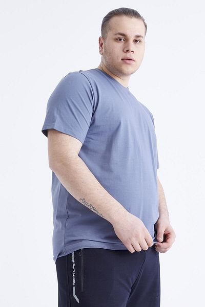 TOMMY LIFE Tricou Petrol Basic cu mânecă scurtă, cu decolteu O, mărime mare, pentru bărbați - 88072