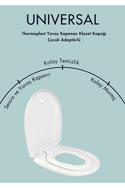 KAREN BANYO Thermoplast Üniversal Çocuk Adaptörlü Yavaş Kapanır Klozet Kapağı...