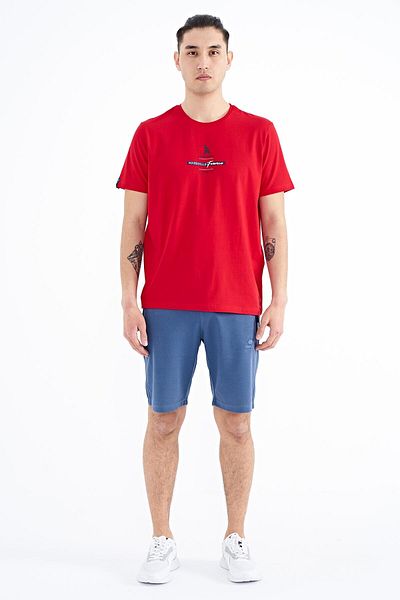 TOMMY LIFE Red Printed O Neck Standard Fit Men's T-shirt - 88212