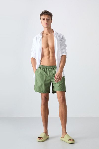 TOMMY LIFE Pantaloni scurți de baie pentru bărbați, cu uscare rapidă, standard, kaki - 81237