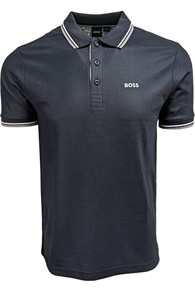 BOSS قميص بولو مثلث طويل أرنب داكن اللون من بولو بولو قابل للطي