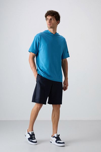 TOMMY LIFE Ανδρικό T-Shirt Petrol Blue Thick Soft oversize Fit 88352
