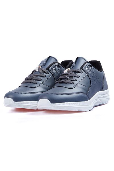 TOMMY LIFE Men's Sneakers - Smoked, High Sole, Lace-up, Artificial Leather - 89113
