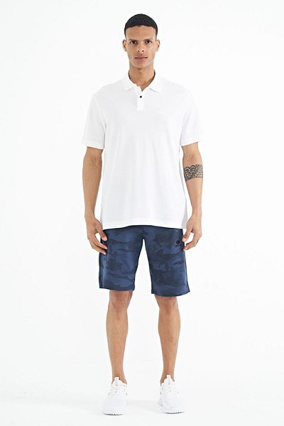 TOMMY LIFE Ανδρικό μπλουζάκι White Polo Neck Logo Embroidered Standard Form - 88237