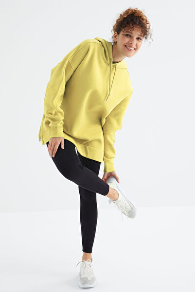 TOMMY LIFE Lemon Print Oversize Hooded Sweatshirt - Raglan Sleeve Tunic 97242